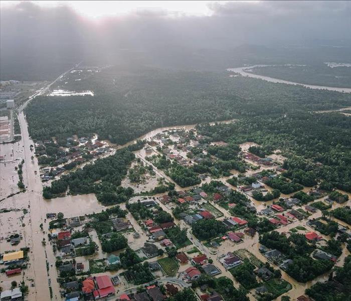 Town with major flooding 
